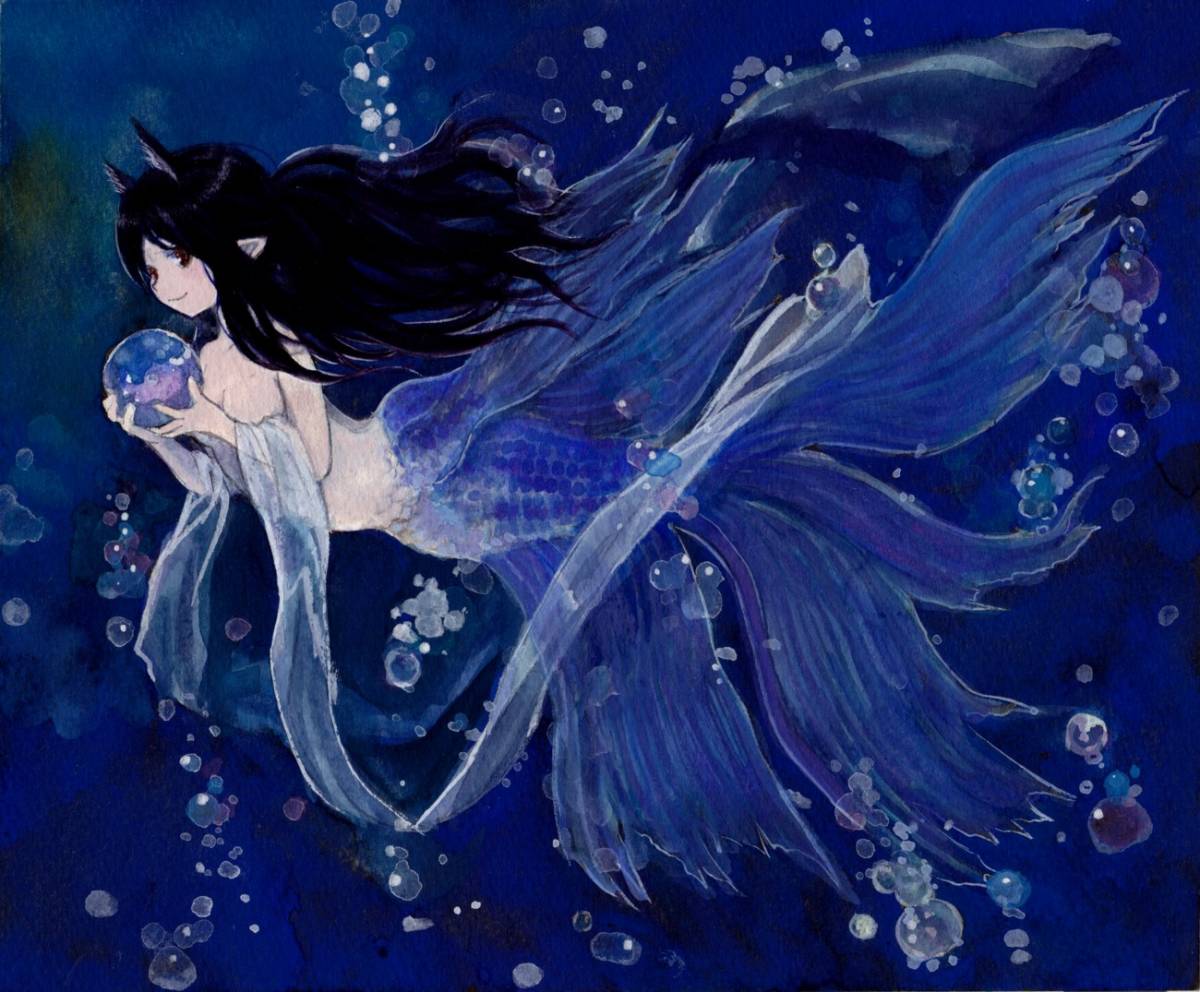 手描きイラスト＊オリジナル『淡水人魚』(手描きイラスト)｜売買された