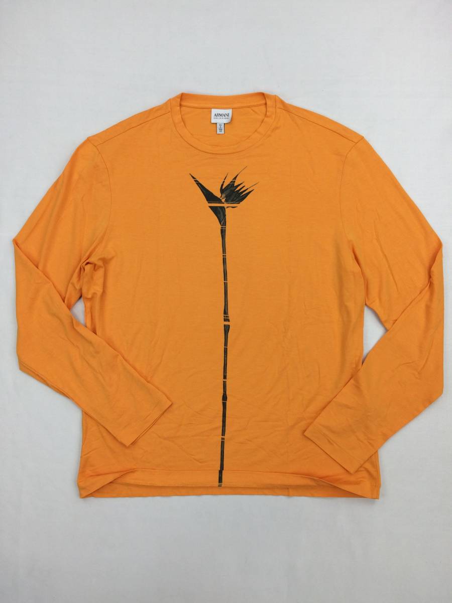  定価約4万 ARMANI COLLEZIONI/アルマーニ コレッツォーニ トロピカルな夏色 オレンジ柑橘カラー 伸縮レーヨン 長袖リブTシャツ(長袖Tシャツ)｜売買されたオークション情報、yahooの商品情報をアー 男性用