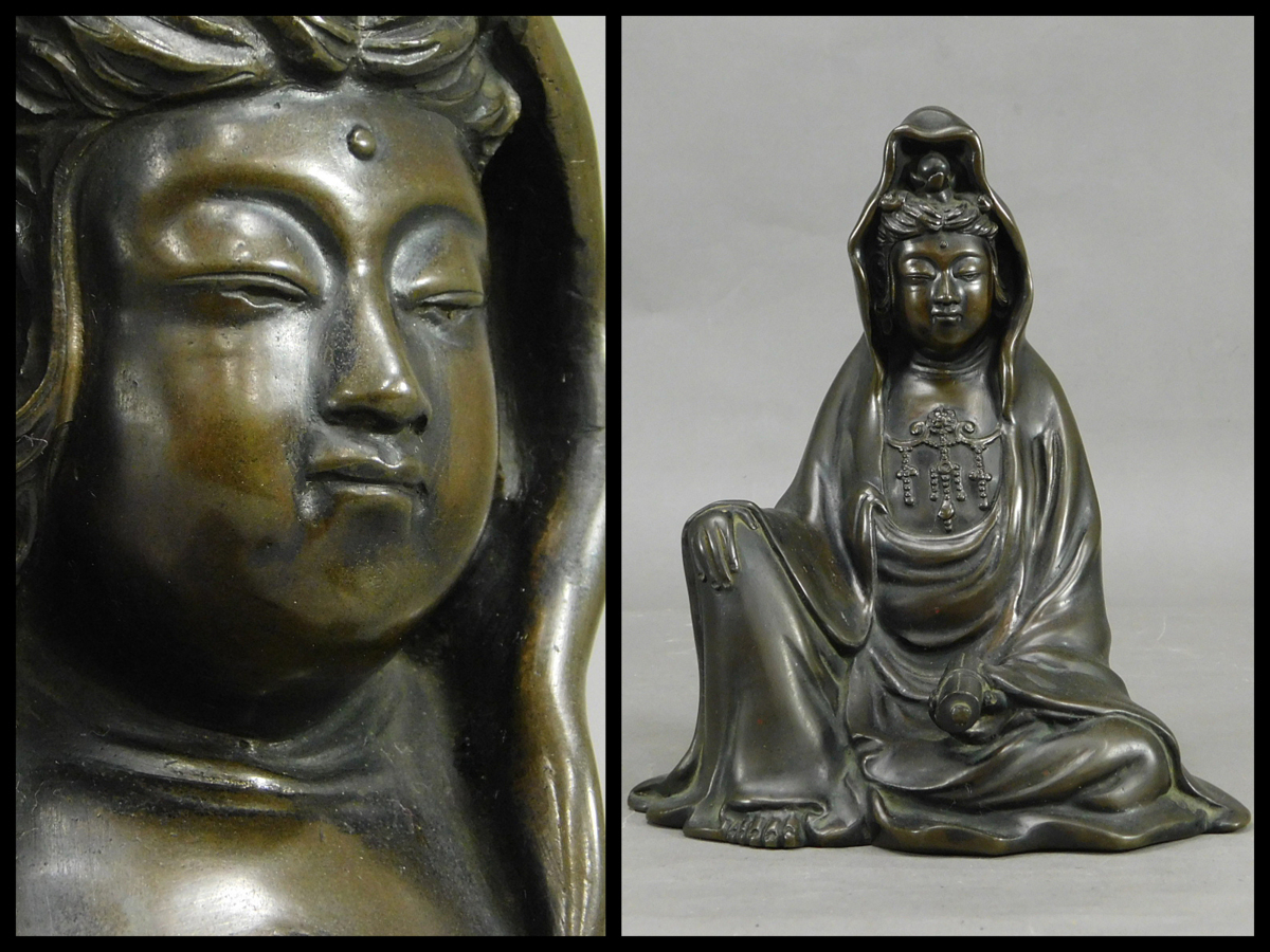  時代 古銅器 鋳銅製 ブロンズ 白衣観音座像 坐像 仏像 佛教美術 中国古玩 g19070902(仏像)｜売買されたオークション情報、yahooの商品情報をアーカイブ公開 - オークファン 仏像