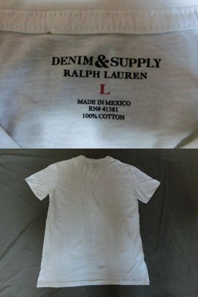 USA購入 RRLミリタリー系【RALPHLAUREN DENIM & SUPPLY】プリントTシャツ US L オフホワイト 新品未使用