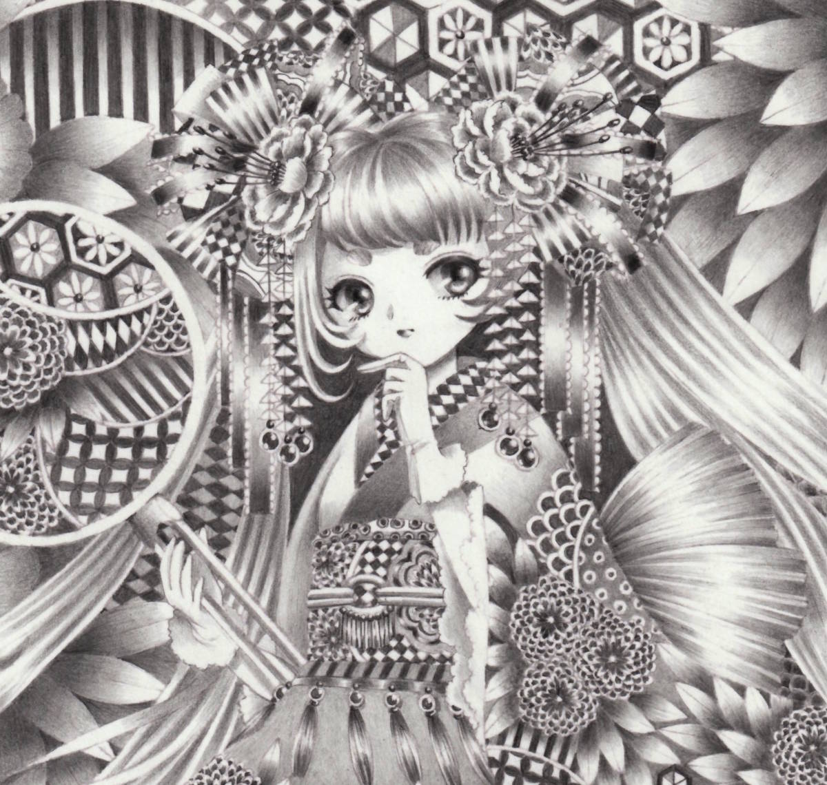 オリジナル手描きイラスト 着物 和服 女の子 少女 モノクロ 鉛筆画 手描きイラスト 売買されたオークション情報 Yahooの商品情報をアーカイブ公開 オークファン Aucfan Com