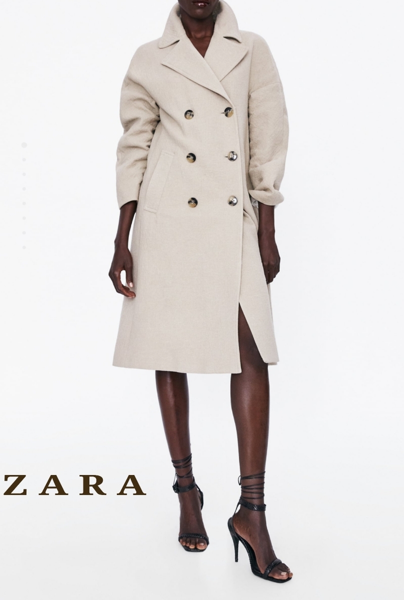 ZARA ダブルロングコート 薄手コート ロングコート ダブルブレスト 