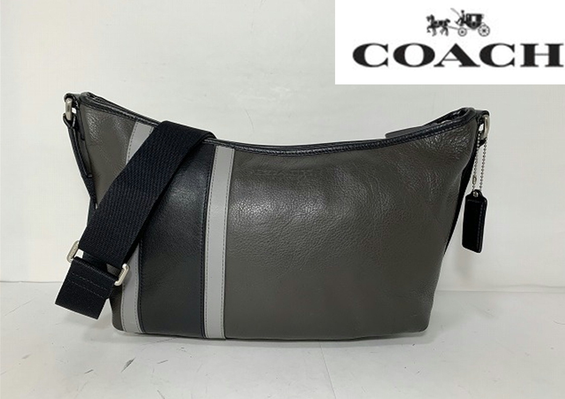 コーチ COACH ヘリテージ ショルダーバッグ レザー 1円 メンズ 斜め