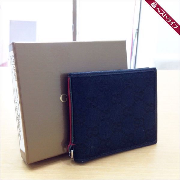 グッチ GUCCI GGキャンバス シェリーライン 二つ折り コンパクト 財布