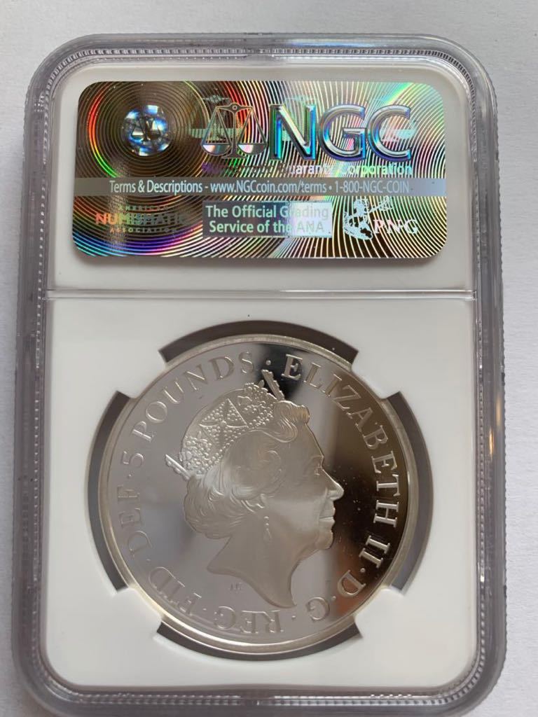 0 イギリス NGC 5ポンド 100周年記念 銀貨 1円スタート! エリザベス2世
