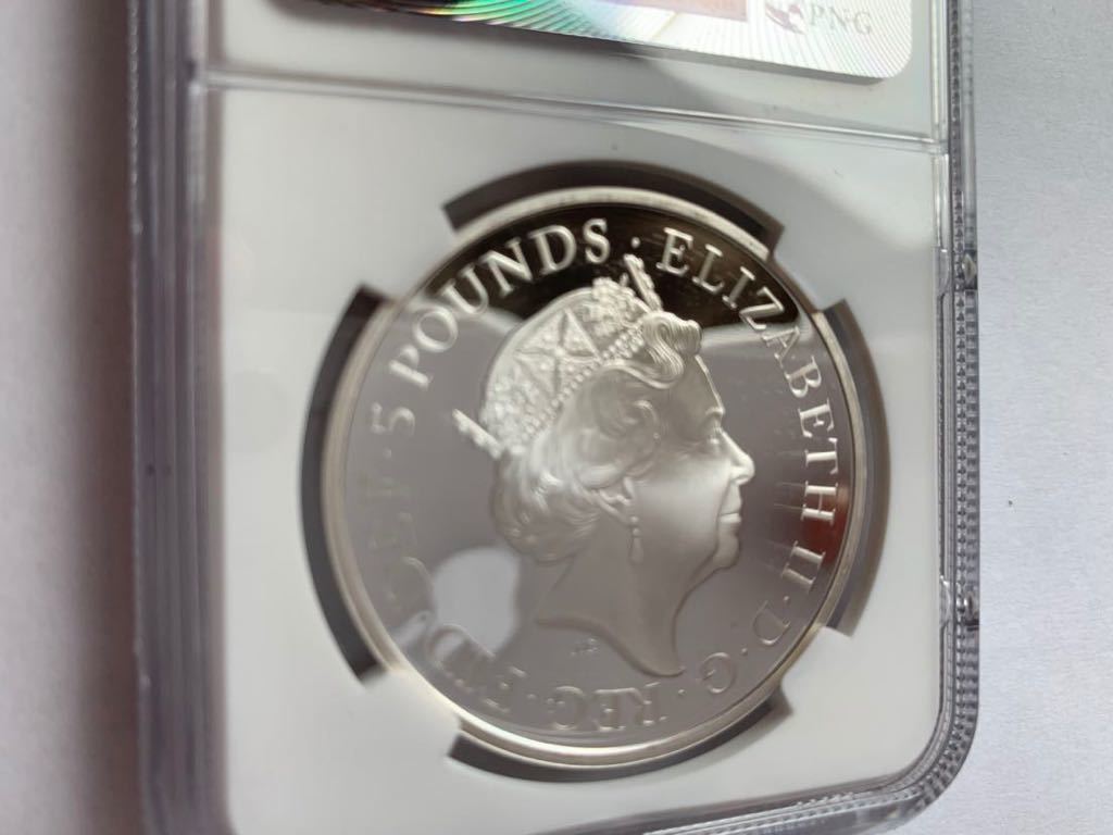 0 イギリス NGC 5ポンド 100周年記念 銀貨 1円スタート! エリザベス2世