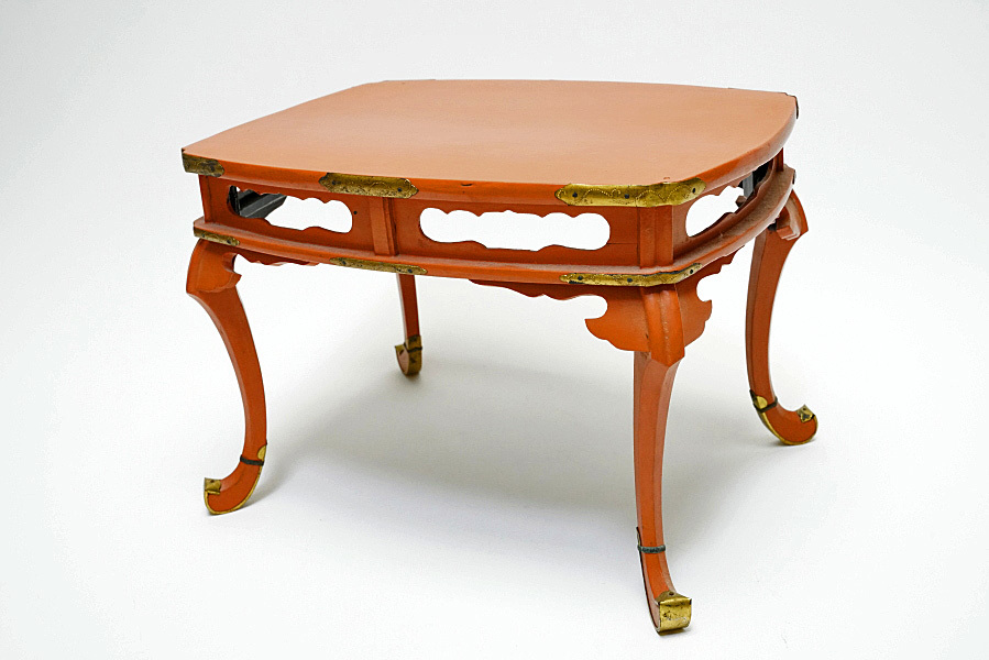 江戸時代 春日卓 仏教美術 花台 高33.3cm 40.5cmx25.5cm 骨董○根来塗