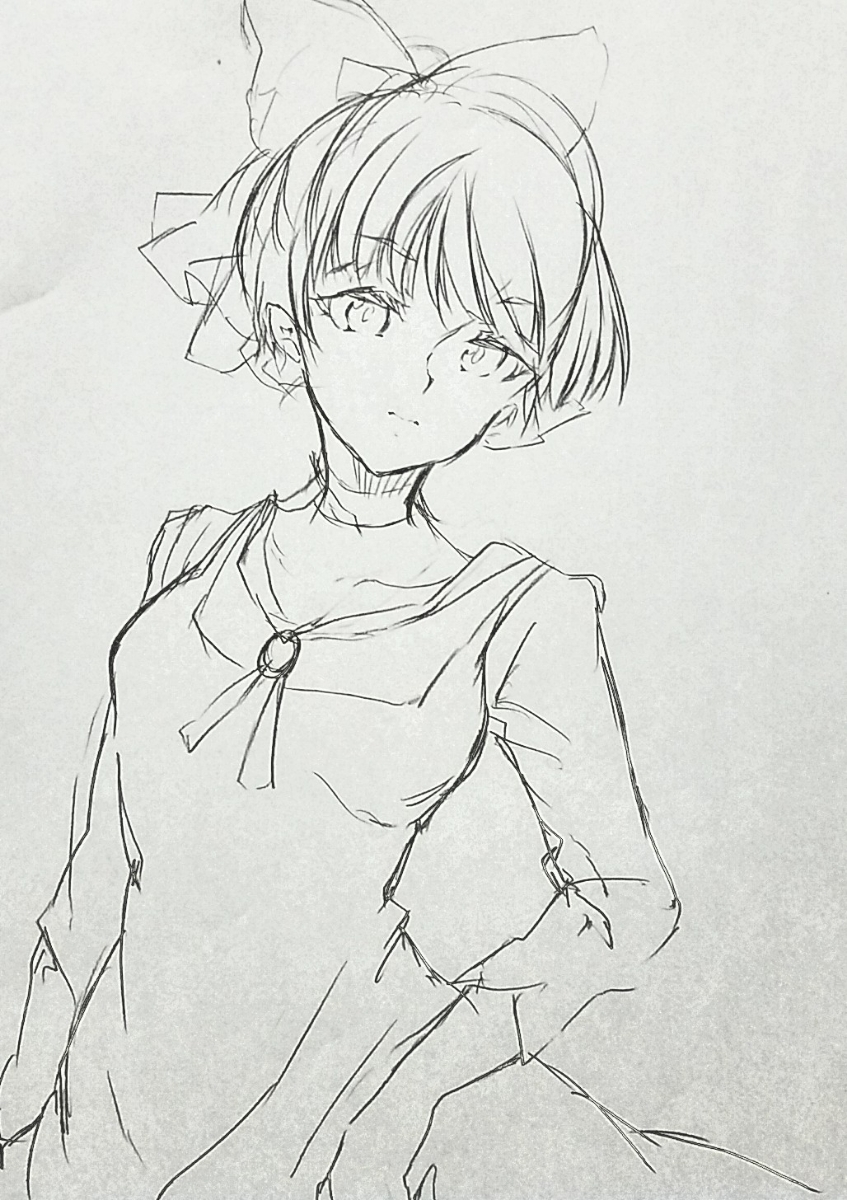同人手描きゲゲゲの鬼太郎イラスト「猫娘 6期」A4 水彩 ラフ画付き 