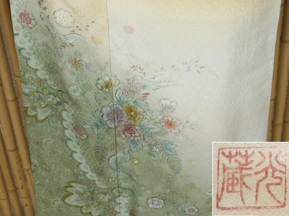 【京かんざし】★727★作家物訪問着紋意匠地紋起し織り友禅染め★即決送料無料！★