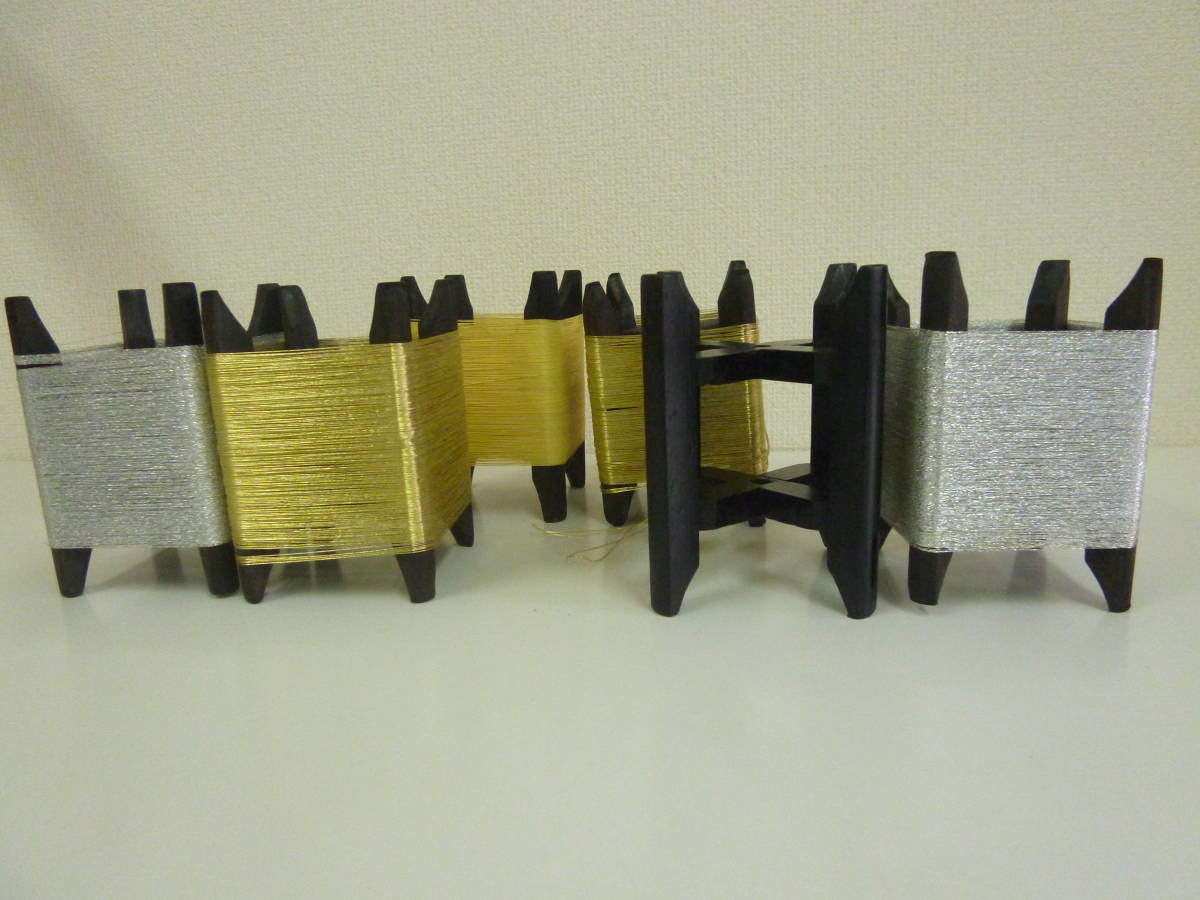 ★送料無料★糸巻き機　金　銀　黄　糸車　骨董　レトロ　ビンテージ_1