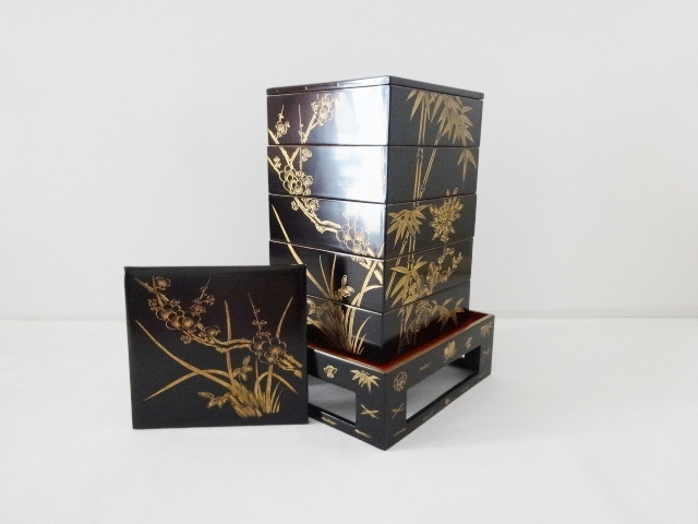 激安大特価，安い 広吉堂 古美術品 輪島塗 重箱 五段重 蒔絵 極上 松竹梅 木箱付き A(重箱)｜売買されたオークション情報、yahooの商品情報をアーカイブ公開 - オークファン 重箱