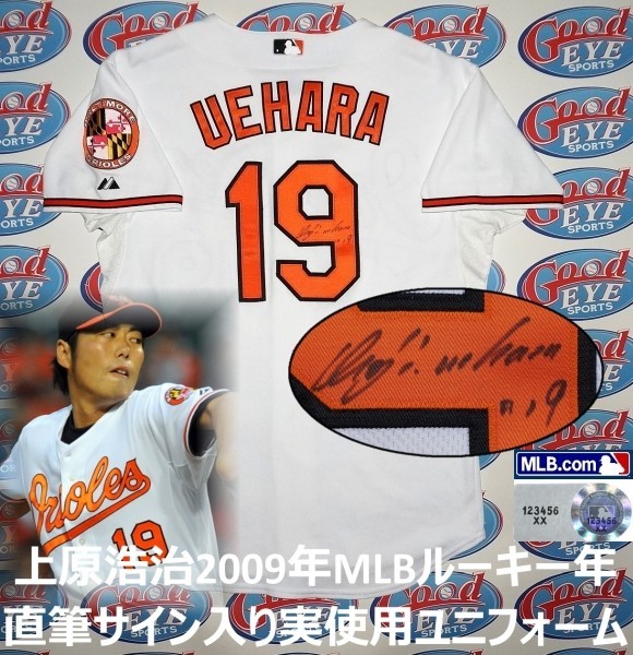 GE☆超レア！上原浩治直筆サイン2009年MLBルーキー年実使用 