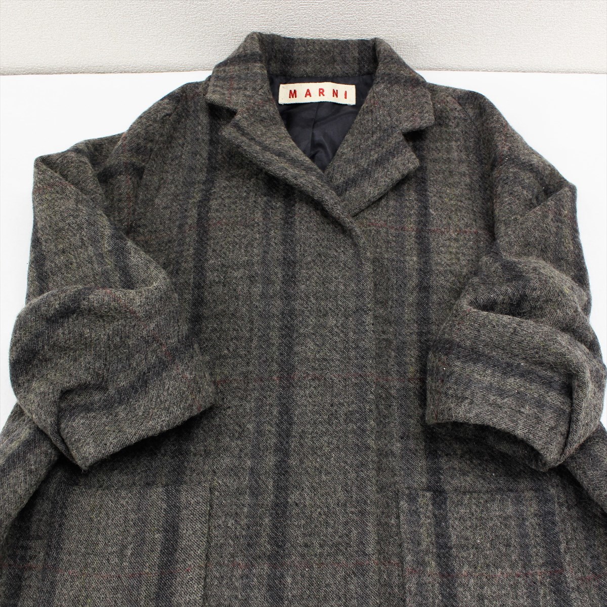 MARNI マルニ ウール ツイード ショート ジャケット チェック柄 グレー 