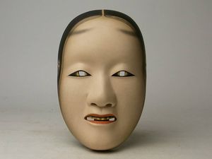 能面　お面　能面師 佐藤助雄 木彫能面 小面 在銘 箱付 狂言 能楽 能面 お面 能面師 佐藤助雄 木彫能面 小面 在銘 箱付 狂言