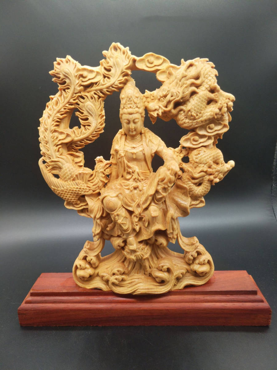 観音様 観音菩薩 木彫り 仏像 観自在菩薩 観世音菩薩 龍上観音 龍 フィギュア 観音菩薩像 座像 仏教美術 置物 高さ21cm 仏像 売買されたオークション情報 Yahooの商品情報をアーカイブ公開 オークファン Aucfan Com