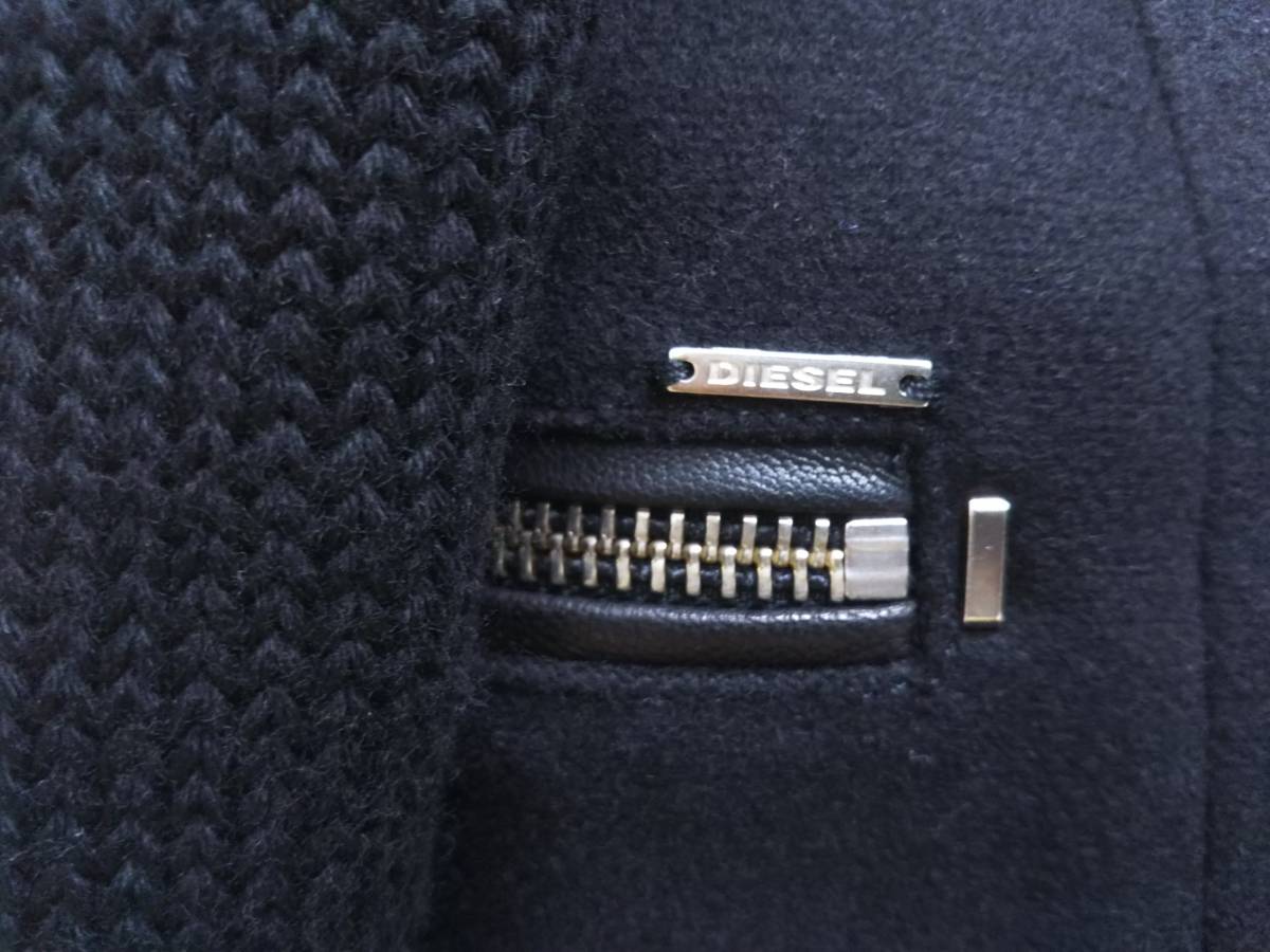 新品】DIESEL ディーゼル フルジップ チェスターコート ウール ブラック