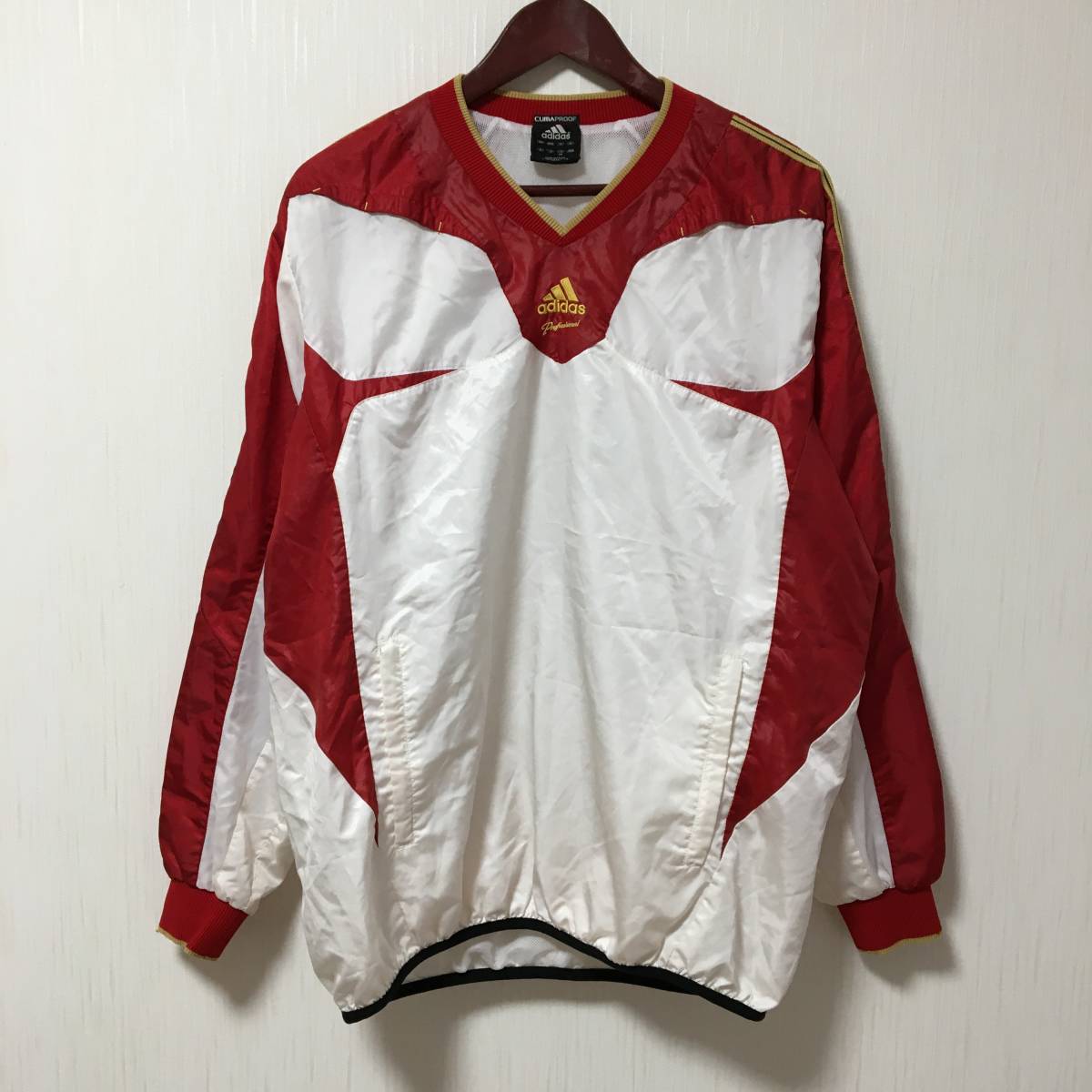 豊富な，正規品 adidas アディダス プロフェッショナル ウインドブレーカー ジャケット 裏地メッシュ メンズXLサイズ 野球 ウェア ビックロゴ 金色(コート、ジャケット)｜売買されたオークション情報、yahooの 大人用
