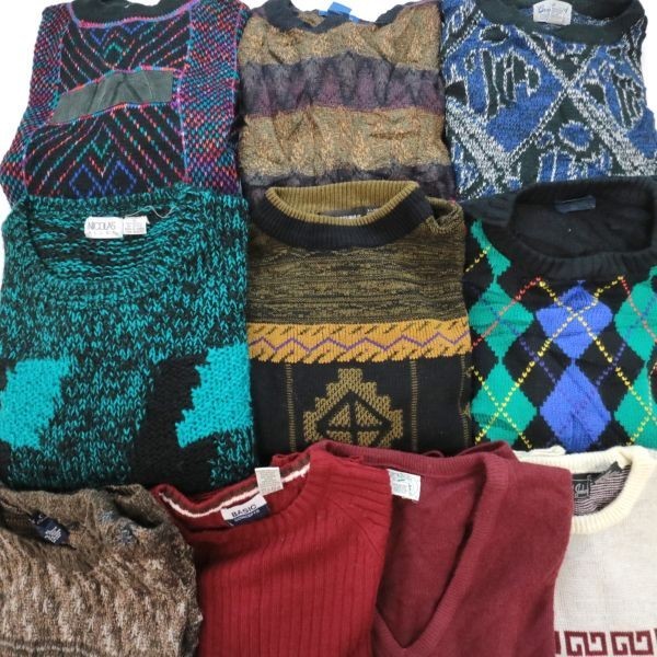  USA古着卸 LACOSTE 他 アクリルセーター デザインニット 幾何学模様 総柄 等 XL 10枚セット まとめ売り 最落なし１円スタート Q4692(XLサイズ以上)｜売買されたオークション情報、yahooの商品情報を XLサイズ以上