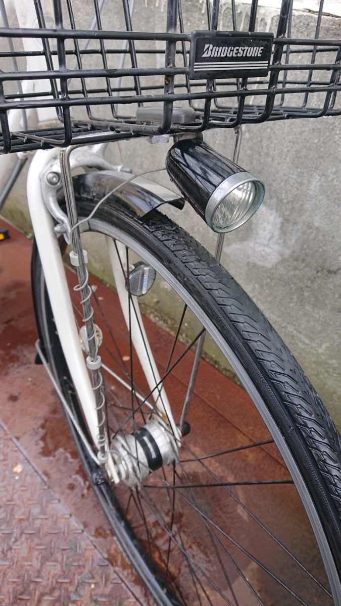 ブリジストン ビレッタ ベルト式 自転車 27インチ 白 BAA カギ付