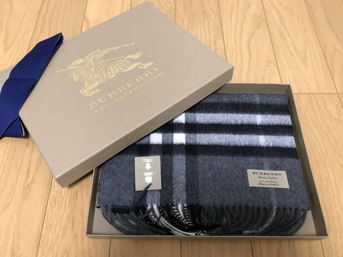 タグ付き未使用 BURBERRY カシミア マフラー エンブレム刺繍 バーバリー BURBERRY バーバリー マフラー カシミア100％ タグ付き未使用品 送料