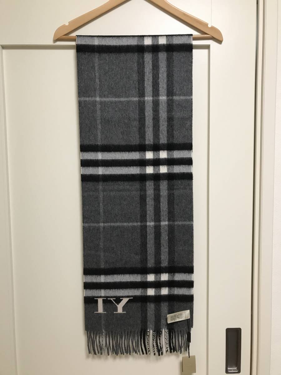 タグ付き未使用 BURBERRY カシミア マフラー エンブレム刺繍 バーバリー BURBERRY バーバリー マフラー カシミア100％ タグ付き未使用品 送料