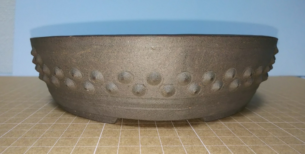 舟山 【特注品】 烏泥 鋲打 太鼓胴 丸鉢 美品 Yahoo!オークション -「太鼓
