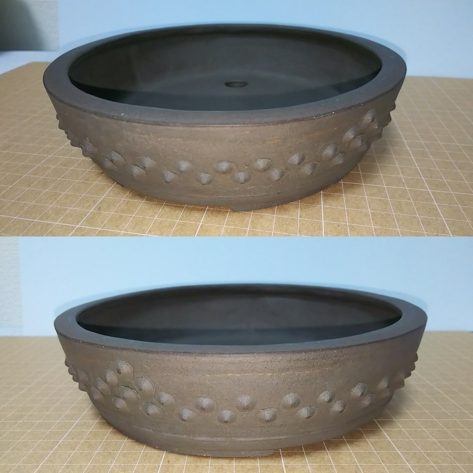 舟山 【特注品】 烏泥 鋲打 太鼓胴 丸鉢 美品 Yahoo!オークション -「太鼓