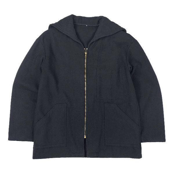 送料無料 60s 70s ビンテージ フランス ウール フィッシャーマン スモック ジャケット フレンチ ワーク ユーロ ミリタリー ネイビー 古着