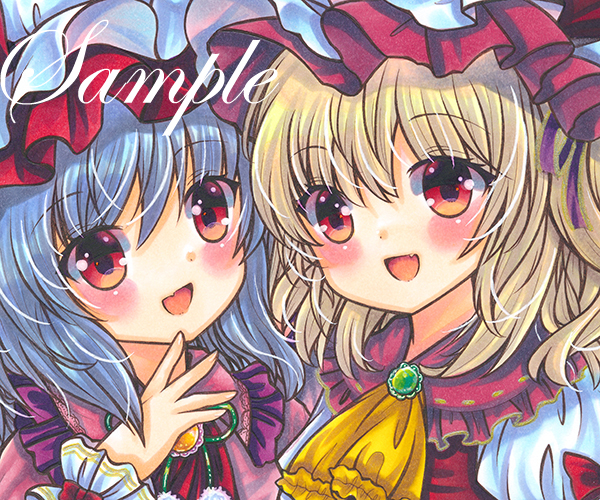 同人手描きイラスト 東方Project/レミリア/フランドール レミフラ 色紙