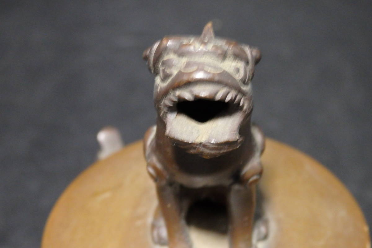 香炉 時代物 銅製 銀火舎 三つ足 獅子耳 旧家整理品 明〜