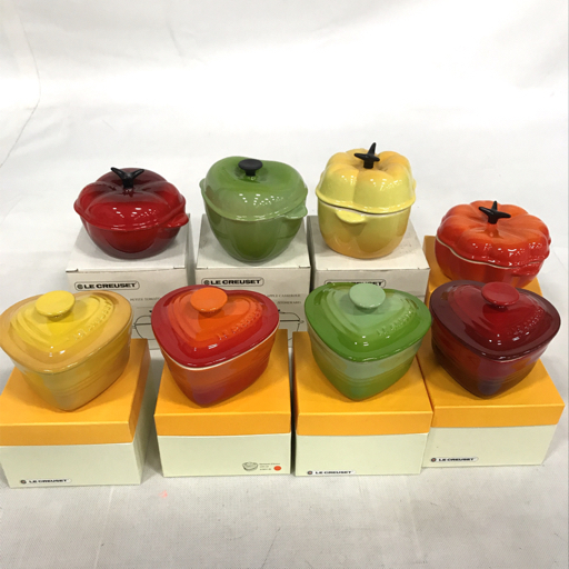 爆買い，人気SALE ルクルーゼ パンプキン ココット オレンジ 他 アップル キャセロール 緑 等 食器 計8点 セット LE CREUSET 保存箱付(両手鍋)｜売買されたオークション情報、yahooの商品情報をアーカイブ公開 - オ 両手鍋