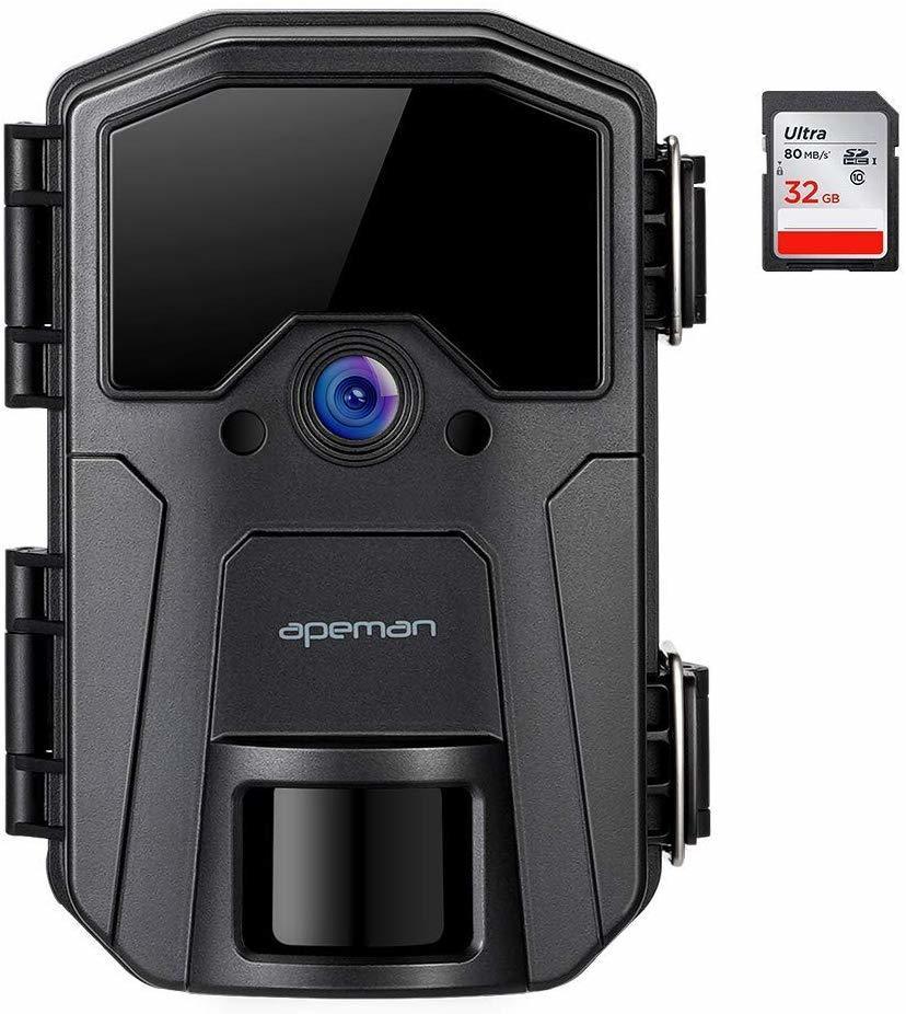 驚きの破格値，本物保証 APEMAN H55 トレイルカメラ 人体検知センサー バッテリー駆動 防犯カメラ 32GB SDカード付き 1080P 1600万画素 動き検知(防犯カメラ)｜売買されたオークション情報、yahooの商品情報をアーカイブ公 防犯カメラ