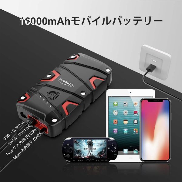 YABER ジャンプスターター ピーク電流1500A | 12000mAh大 在庫限り