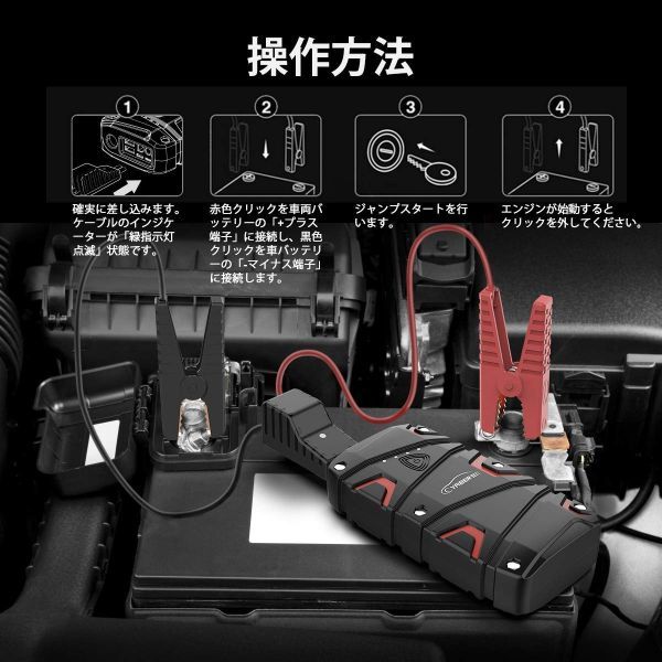 YABER ジャンプスターター ピーク電流1500A | 12000mAh大 在庫限り
