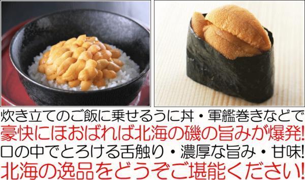 即決★特上えぞばふんうに生塩水漬100g最高級品北方四島産[カニデパ]かなはし水産 261 即決☆特上えぞばふんうに生塩水漬100g最高級品北方四島産[カニデパ 鮮度抜群！極上生えぞバフンうに生うに塩水詰め100g×2 北海道産 | 北海道 北釧水産海鮮魚介専門店