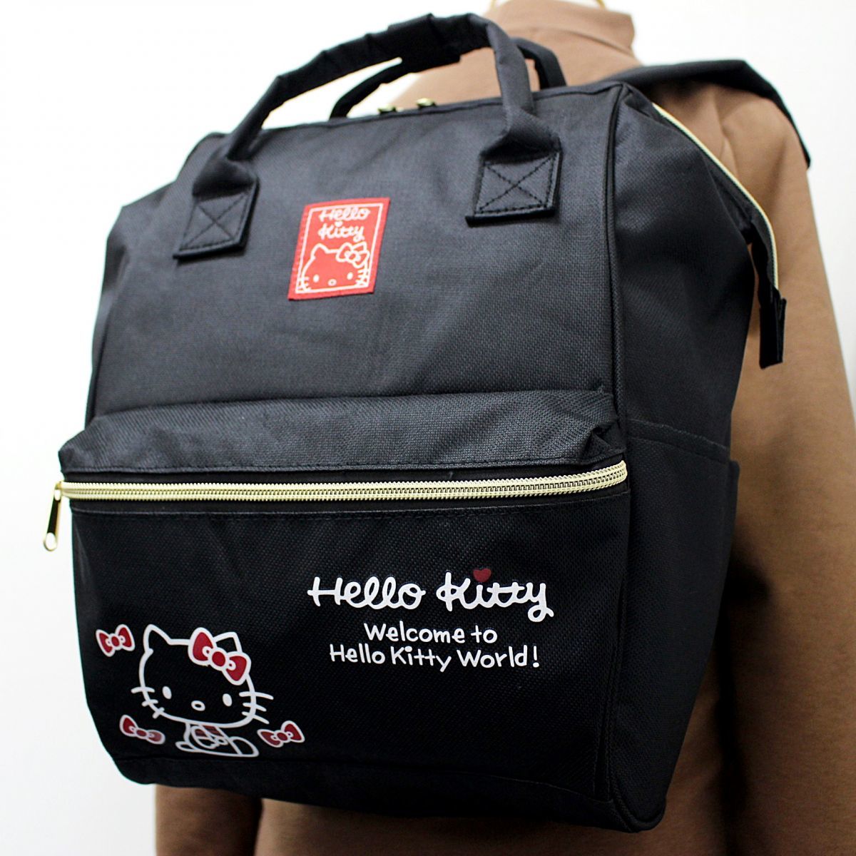 ハロー キティ Hello Kitty トレンド 流行のがまぐち リュックサック デイパック バッグ 黒 ブラック D2423 Bag 一 Acc Qwer リュックサック デイパック 売買されたオークション情報 Yahooの商品情報をアーカイブ公開 オークファン Aucfan Com