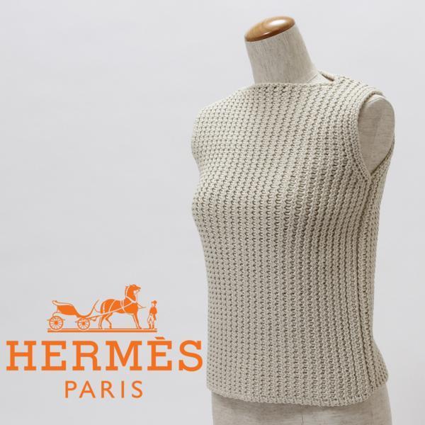 13: エルメス HERMES コットン ベスト トップス ホワイト 白 サイズXS 服