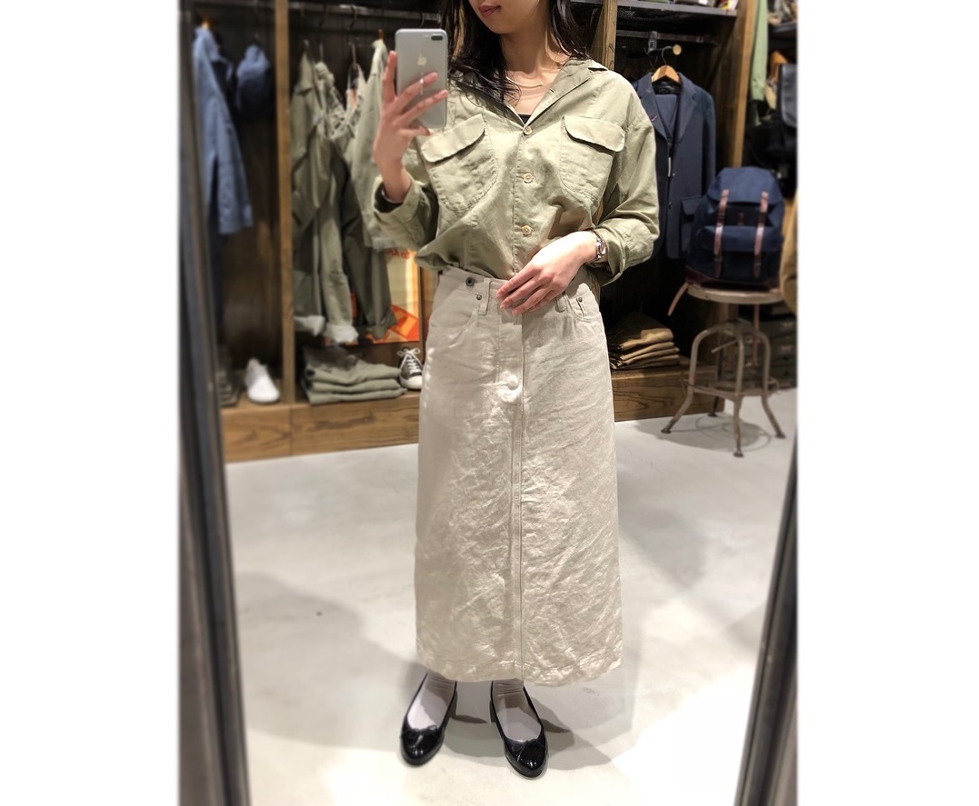 ☆ナイジェルケーボンウーマン WORK LONG SKIRT COTTON/LINEN DENIM 