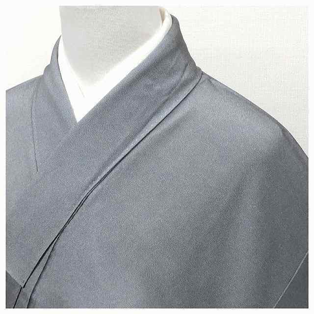 江戸小紋 袷 高級 正絹 極鮫 （黒x白）身丈153 裄62 紋入 [ 洗える