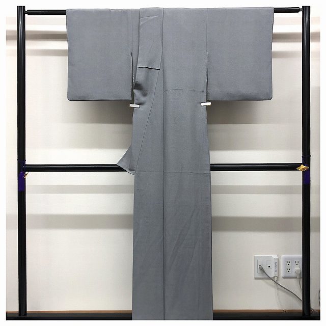 江戸小紋 袷 高級 正絹 極鮫 （黒x白）身丈153 裄62 紋入 [ 洗える