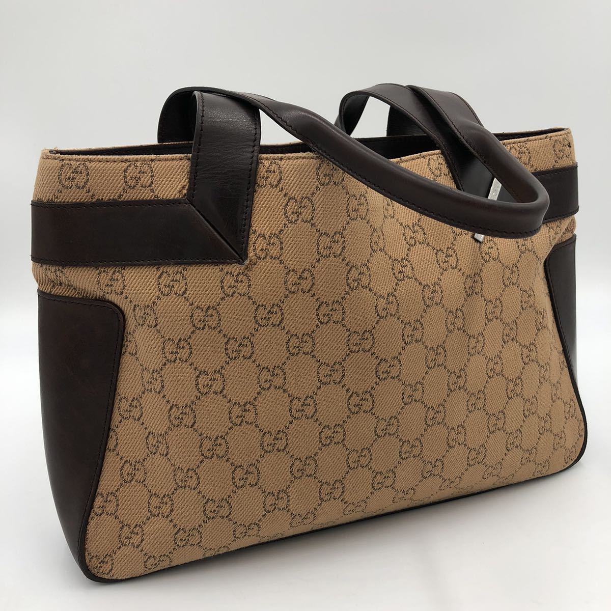 正規品》GUCCI グッチ GG柄 レザー×キャンバス トートバッグ 
