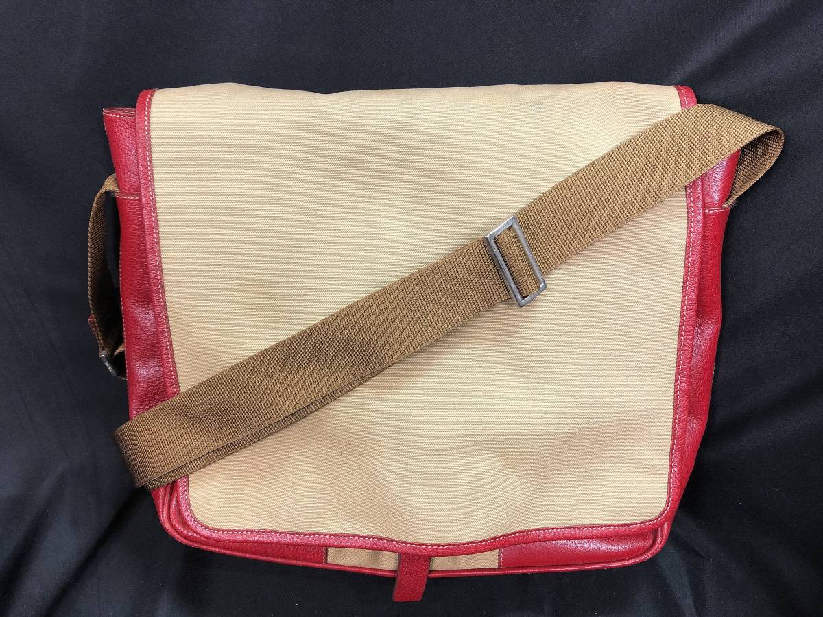 100%新品，2026 PRADA/プラダ ショルダーバッグ キャンバス&times;レザー 斜め掛け ギャランティカード 白タグ 保存袋 赤 メッセンジャー(ショルダーバッグ)｜売買されたオークション情報、yahooの商品情報をア かばん、バッグ