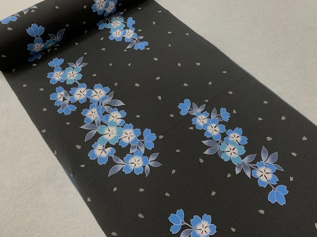 洗える着物 絽 東レシルック 東レ 小紋 夏物 桜色 美品✨東レシルック さんび Q4 桜模様 灰桜 lの通販 シルック 訪問着 ダークグレー