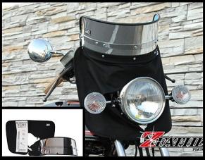 旭風防 Z-FATHER 短風防(黒布タレ) メッキ スクリーン 中大型車風防 旧