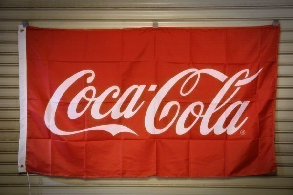 ★1円～ 特大サイズ バナーフラッグ Coca-Cola コカコーラ ガレージ 旗看板 アメリカン レース USA L1492 ♪378_1
