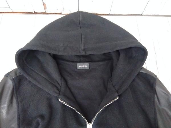 ディーゼム ラムレザージャケット パーカー フーディー DIESEL TR000084 ディーゼル ラムレザースリーブジップパーカー メンズ