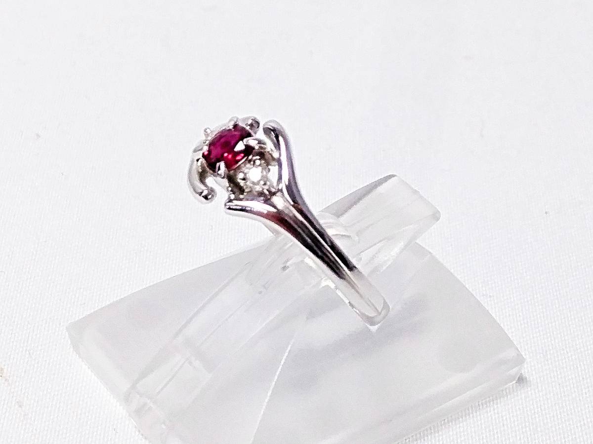 の*ん様 現品限り！　pt900 ルビー0.24、ダイヤモンド0.02、 指輪1 ソーティング付]Pt900 指輪リング＃14 ルビー0.23ct ダイヤ0.02ct 約