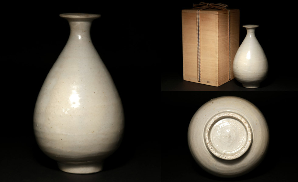 侍】李朝期 官窯 白磁瓶 徳利 箱付 検索：馬里窯武甲里窯牛山里窯