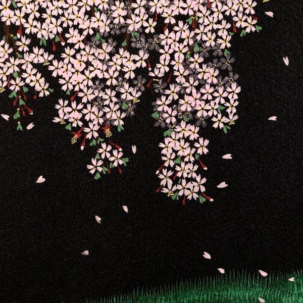 中島千波　「桜花春宵」　額装１２号　限定３５０部　直筆サイン　千波夜桜図の代表作品