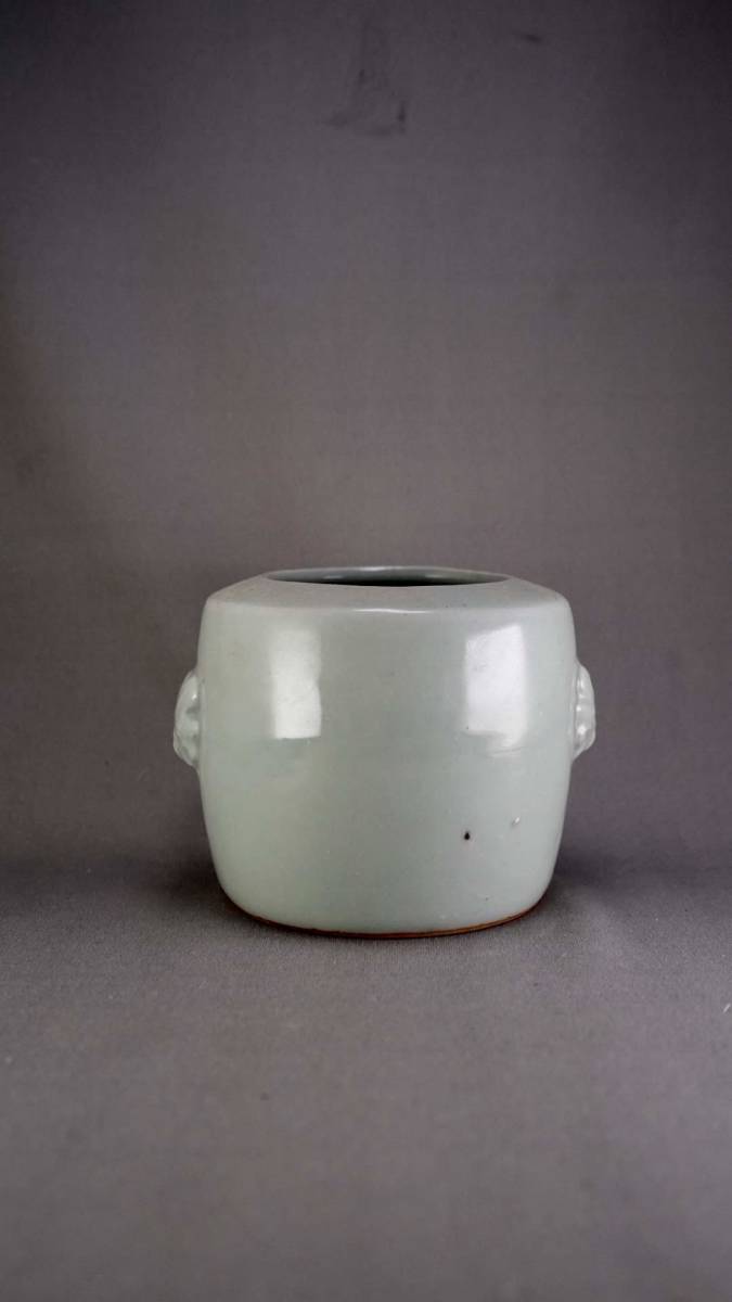 元時代 青磁 龍泉窯小壺　茶入　茶道具　水指 酒器 唐物　古物(F-97） 青磁 茶道具 唐物 古物(F-97） 酒器 元時代 青磁 置水指 割